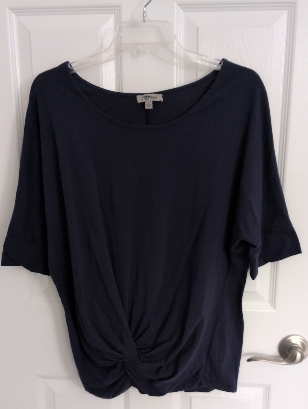 J Bee Navy Blue Twisted Knot Dolman Top - XL